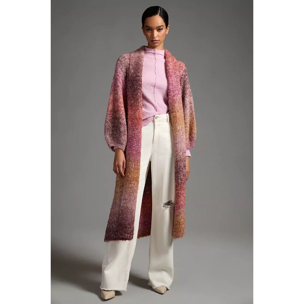 By Anthropologie Ombre Knit Duster Size Large Oversized Romantic Balloon Sleeve